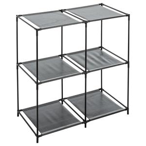 Opbergrek 2-laags - metaal - kunststof - zwart - 67 x 68 cm - voor opbergmanden -