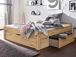 Mobistoxx Bed SCARLETT 180x200 cm artisan eik met drie lades zonder hoofdeinde