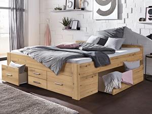 Mobistoxx Bed SCARLETT 180x200 cm artisan eik met zes lades zonder hoofdeinde