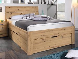 Mobistoxx Bed SCARLETT 140x200 cm artisan eik met drie lades met hoofdeinde zonder led