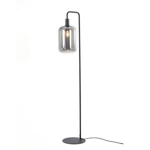 Countrylifestyle vloerlamp lekar zwart met smoke glas hoog
