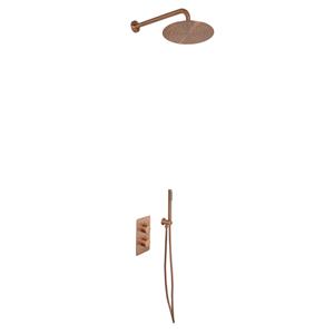 Boss & wessing Inbouw Regendouche Set  Colorato Met Handdouche En Wanduitloop Geborsteld Koper
