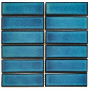 The Mosaic Factory Barcelona Mozaïektegel - 4.5x14.5x0.6cm - wand/vloer tegel - binnen/buiten - rechthoek - keramiek - Azure Blue speckle AF45625