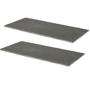 Kinvara Set van 2x stuks leisteen voedsel hapjes serveerplank 30 x 15 cm -