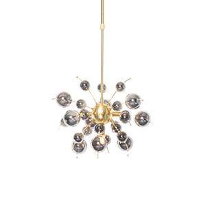 Qazqa - Design-Hängelampe Messing mit Rauchglas 4-flammig - Explode - Gold/Messing
