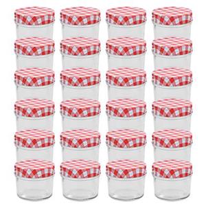 vidaXL Jampotten met wit met rode deksels 24 st 110 ml glas