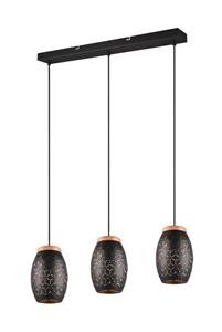 realityleuchten Reality Leuchten - Balkenpendelleuchte bidar in Schwarz/Gold mit ausgefallenem Stanzmuster, b 71cm