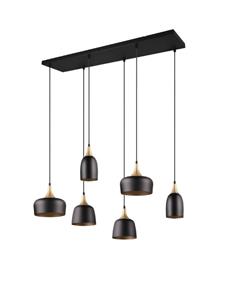 Trio Lighting Hängeleuchte Chiraz, sechsflammig, schwarz/gold