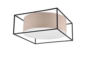 trioleuchten Deckenleuchte ROSS Metall mit Stoffschirm, Quadratisch 50x50cm