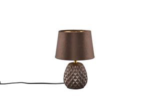 realityleuchten Reality Leuchten - Kleine Retro Tischleuchte ariana mit Samtschirm in Braun/Gold, Höhe 27cm