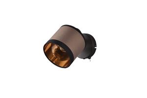 realityleuchten Reality Leuchten - Wandstrahler davos mit Schalter und Stoffschirm in Taupe/Gold, Höhe 21cm