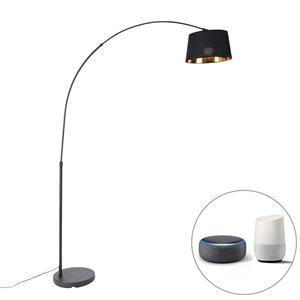 qazqa Smart booglamp zwart met goud incl. Wifi A60 - Arc Basic - Schwarz