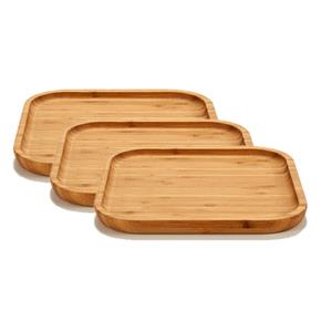 Arte r 3x stuks bamboe houten broodplanken/serveerplanken vierkant 20 cm -