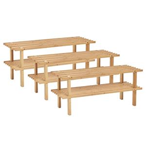 Zeller Set van 3x stuks bamboe houten schoenenrek/schoenenstandaard 2-laags 70 x 26 x 30 cm -