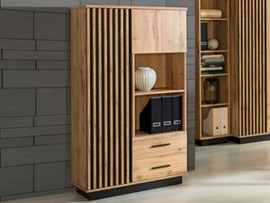 Mobistoxx Hoge commode LAVIDA 2 deuren 2 lades artisan eik