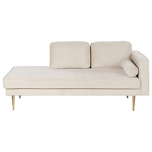 BELIANI Chaise longue fluweel beige rechtszijdig MIRAMAS