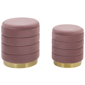 BELIANI Poef set van 2 fluweel roze GARLAND