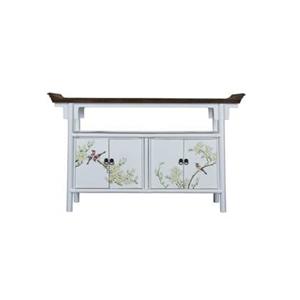 Fine Asianliving Chinees Dressoir Handbeschilderd Wit Tibetaans