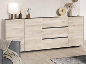 Mobistoxx Dressoir CADOLZBURG 3 deuren 3 lades castello eik/zwart