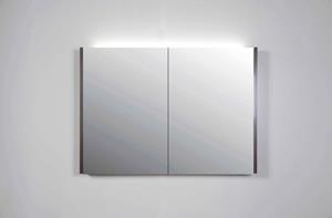 INK SPK1 spiegelkast met 2 dubbel gespiegelde deuren, 1 verstelbaar glazen planchet, stopcontact en schakelaar 80 x 14 x 60 cm, oer grijs