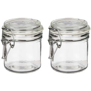 Vivalto Voorraadpotten/bewaarpotten - 2x - Tarro - 250 ml - glas - met beugelsluiting - D11 x H10 cm -