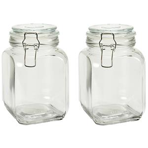 Vivalto Voorraadpot/bewaarpot - 2x - Caja - 1.2L - glas - met beugelsluiting - D11 x H17 cm -