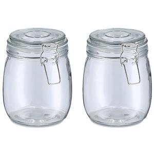 Zeller Voorraadpot/bewaarpot Alfie - 2x - 750 ml - glas - beugelsluiting - D11 x H14 cm -