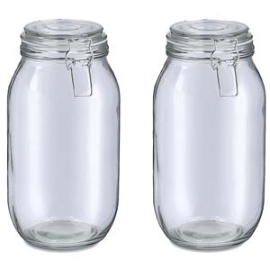 Zeller Voorraadpot/bewaarpot Alfie - 2x - 2L - glas - beugelsluiting - D13 x H26 cm -