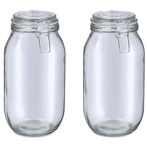 Zeller Voorraadpot/bewaarpot Alfie - 2x - 2L - glas - beugelsluiting - D13 x H26 cm -