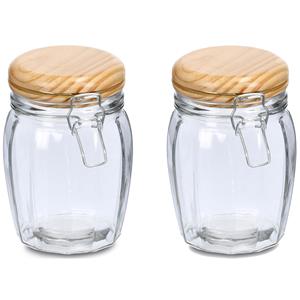 Zeller Voorraadpotten/bewaarpotten - 2x - 820 ml - glas - met beugelsluiting - D11 x H16 cm -