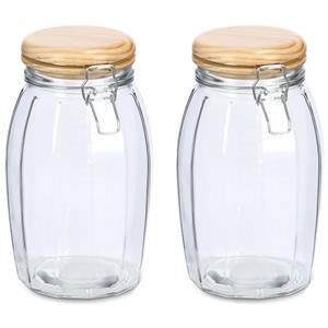 Zeller Voorraadpotten/bewaarpotten - 2x - 1.85L - glas - met beugelsluiting - D13 x H23 cm -