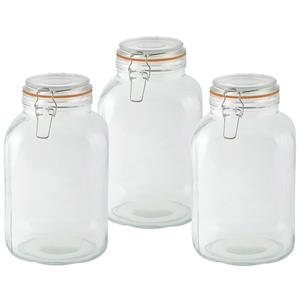 Esschert Design Voorraadpotten/bewaarpotten - 3x - 3L - glas - met beugelsluiting - D15 x H24 cm -