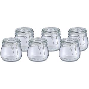 Zeller Voorraadpot/bewaarpot Alfie - 6x - 500 ml - glas - beugelsluiting - D11 x H11 cm -