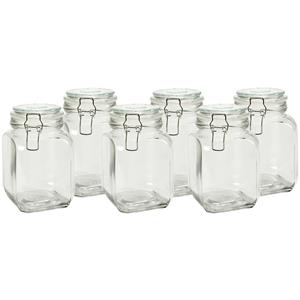 Vivalto Voorraadpot/bewaarpot - 6x - Caja - 1.2L - glas - met beugelsluiting - D11 x H17 cm -