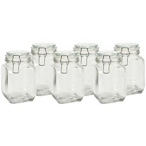 Vivalto Voorraadpot/bewaarpot - 6x - Caja - 1.2L - glas - met beugelsluiting - D11 x H17 cm -