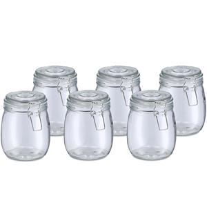 Zeller Voorraadpot/bewaarpot Alfie - 6x - 750 ml - glas - beugelsluiting - D11 x H14 cm -