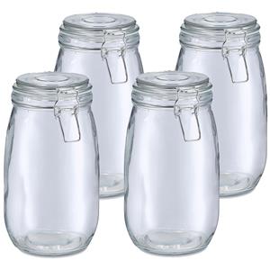 Zeller Voorraadpot/bewaarpot Alfie - 4x - 1.4L - glas - beugelsluiting - D11 x H22 cm -
