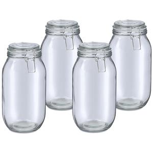 Zeller Voorraadpot/bewaarpot Alfie - 4x - 2L - glas - beugelsluiting - D13 x H26 cm -