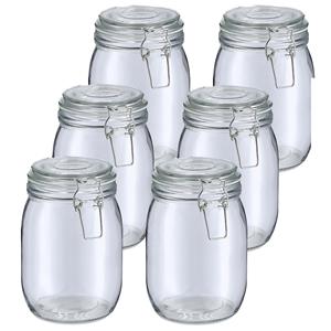 Zeller Voorraadpot/bewaarpot Alfie - 10x - 1L - glas - beugelsluiting - D11 x H17 cm -
