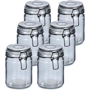 Zeller Voorraadpotten/bewaarpotten - 10x - 250 ml - grijs - glas - beugelsluiting - D8 x H10 cm -