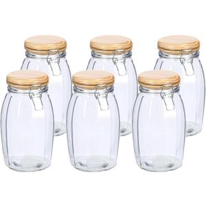 Zeller Voorraadpotten/bewaarpotten - 6x - 1.85L - glas - met beugelsluiting - D13 x H23 cm -