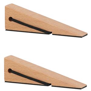 Esschert Design Deurstopper/deurwig - 2x - beukenhout/rubber - anti-slip - beige - 12 x 3 x 4 cm -