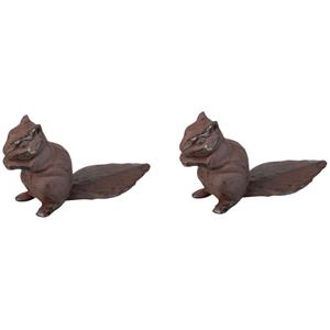 Esschert Design Deurstopper eekhoorn - 2x - 0.6 kg - gietijzer - bruin - 18 x 6 x 10 cm -