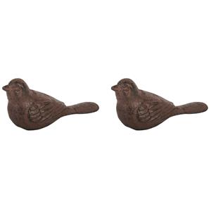 Esschert Design Deurstopper vogel - 2x - 0.45 kg - gietijzer - bruin - 14 x 5 x 7 cm -