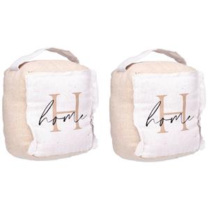 Giftdecor Deurstopper - 2x - 1 kilo - beige - canvas - Home - 14,5 x 16 x 19 cm -