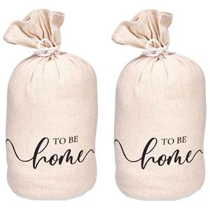 Giftdecor Deurstopper - 2x - 1 kilo - beige - canvas - To be home - D13 x H26 -