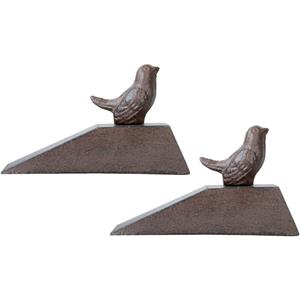 Esschert Design Deurstopper/wig vogel - 2x - gietijzer - donker bruin - 15 x 6.5 x 9 cm -