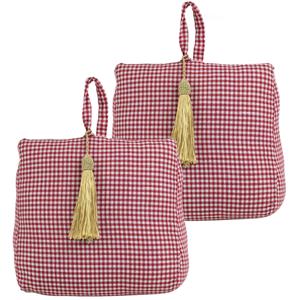 Mars & More Deurstopper - 2x - katoen/polyester - rood geruit - 20 x 18 cm -