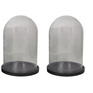 2x Glazen decoratie stolpen op plateau zwart 16 cm -