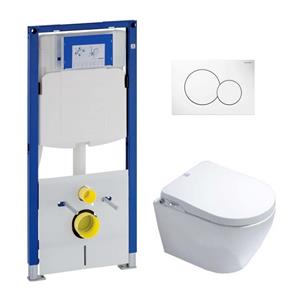 Geberit UP320 toiletset met Saniclear Jama randloos toilet en bidetzitting